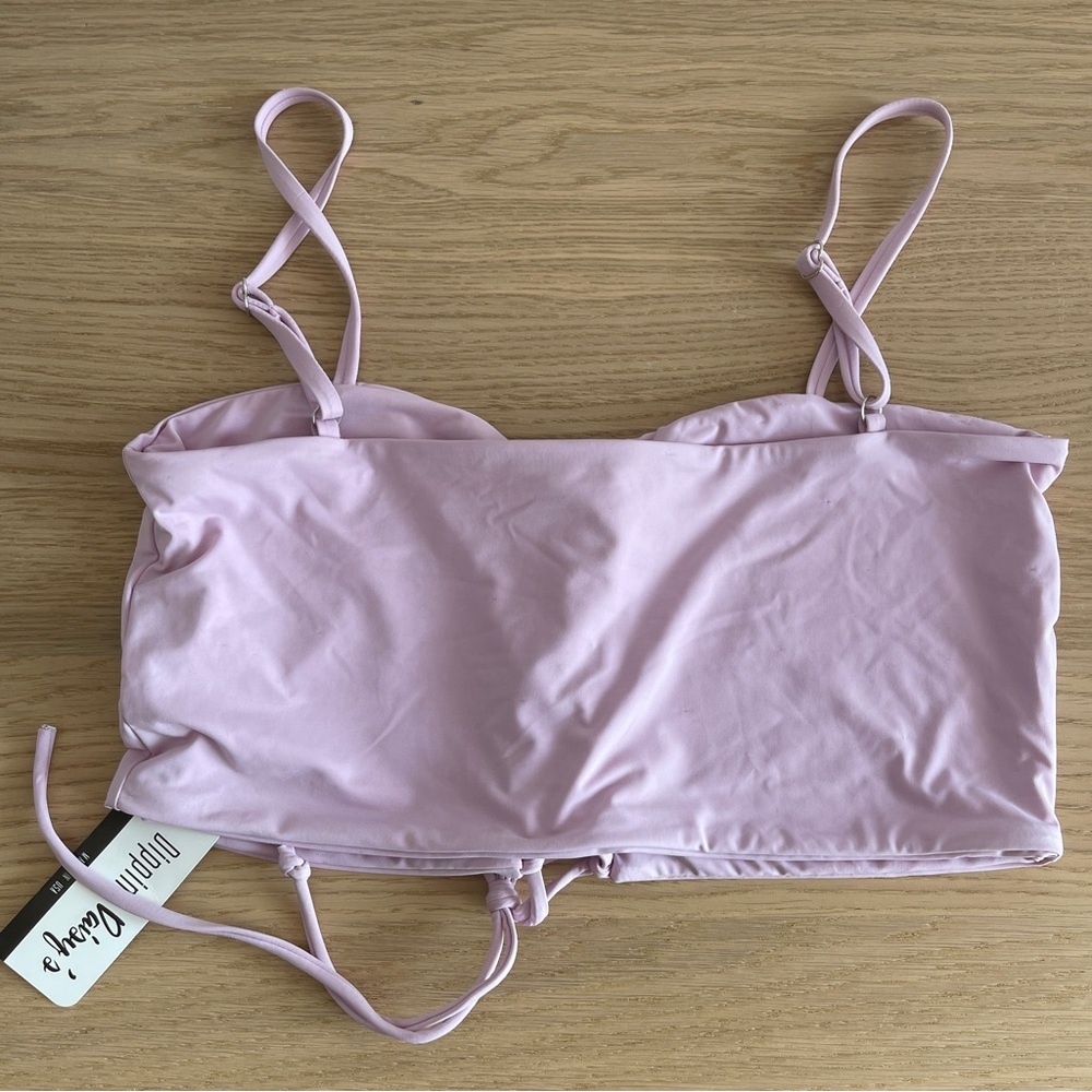 Dippin daisy Bikini Set lilac lace up top cheeky high rise bottoms XL cute solid - Picture 3 of 10